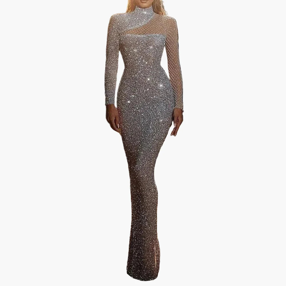 Damkvällsklänning Elegant Glitter Långärmad Bodycon Gala- och partyoutfit