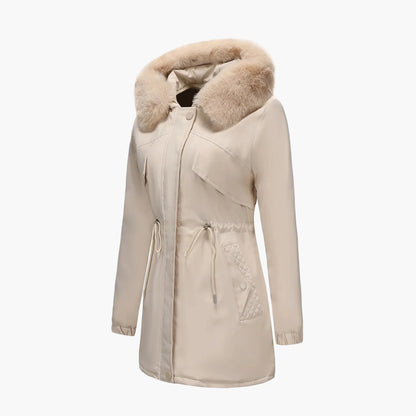 Damen Winterparka mit Kapuze und Kunstpelzkragen – Eleganter Mantel für kalte Tage