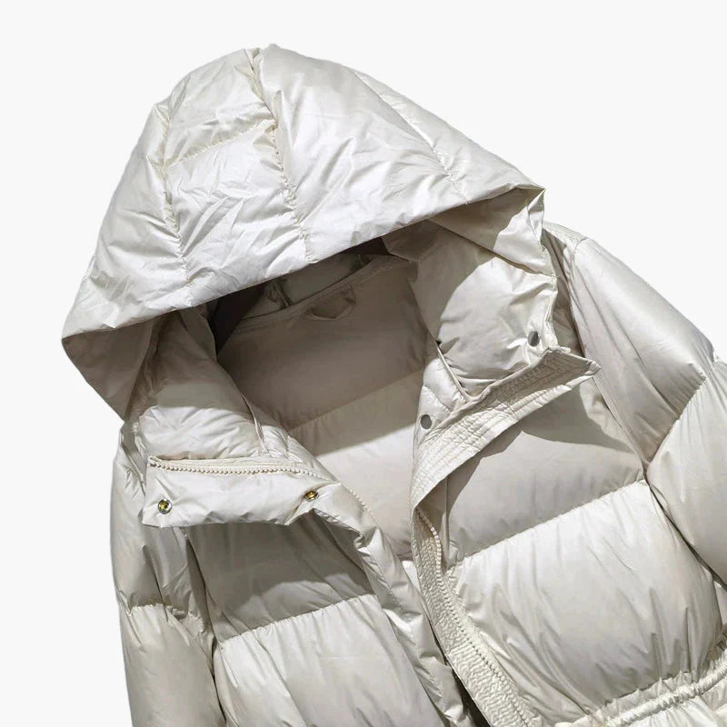 Damska zimowa kurtka pikowana z kapturem, swobodna i ciepła – idealna na co dzień i outdoor