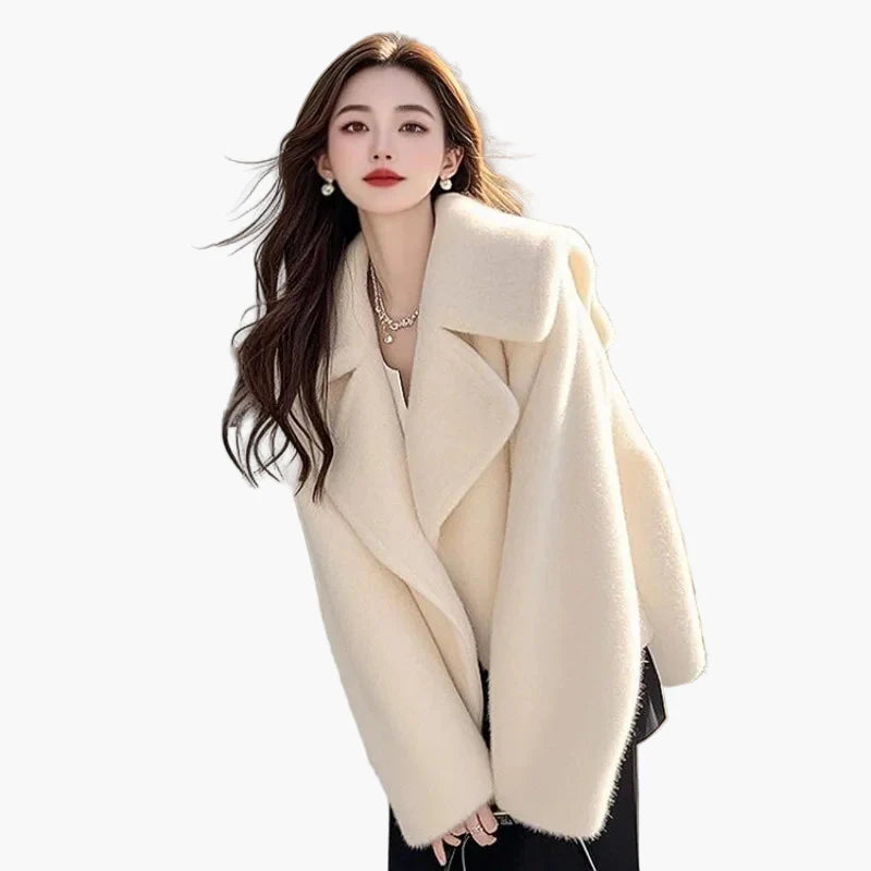 Damernas moderiktiga oversized kortjacka för höst och vinter – Elegant city-look