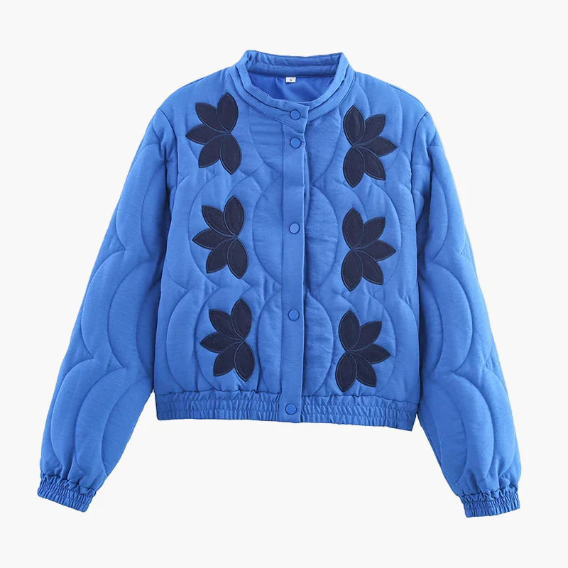 Damernas övergångsjacka med blommönster och vid passform – Moderiktig fritidsjacka för vår och höst