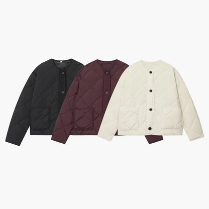 Dam Quiltad Jacka Fritids Klassisk Övergångsjacka Bekväm