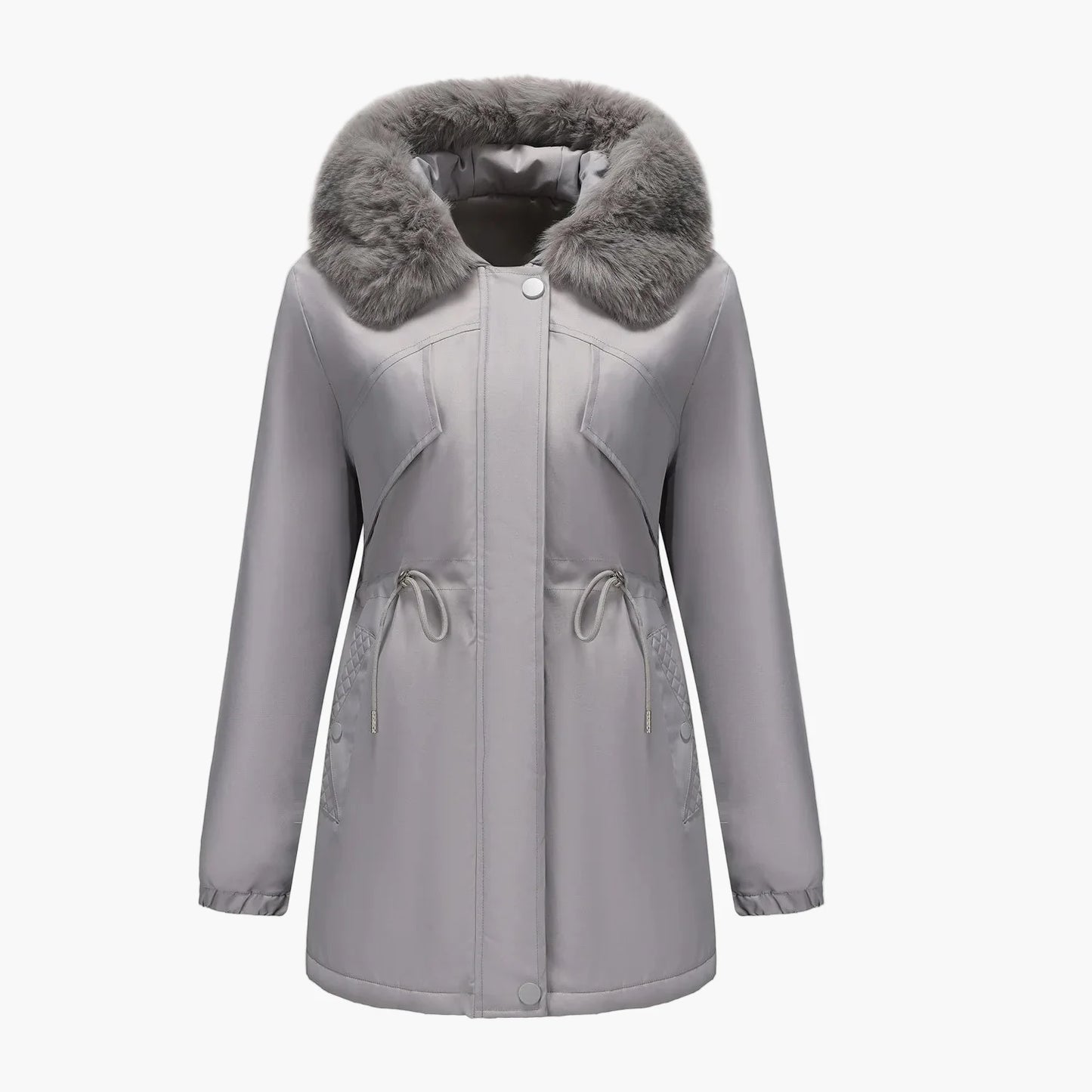 Damen Winterparka mit Kapuze und Kunstpelzkragen – Eleganter Mantel für kalte Tage