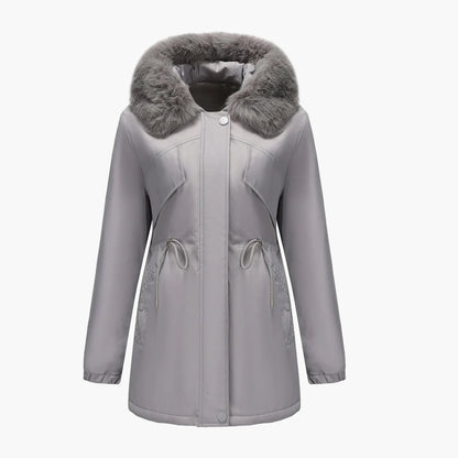 Damen Winterparka mit Kapuze und Kunstpelzkragen – Eleganter Mantel für kalte Tage