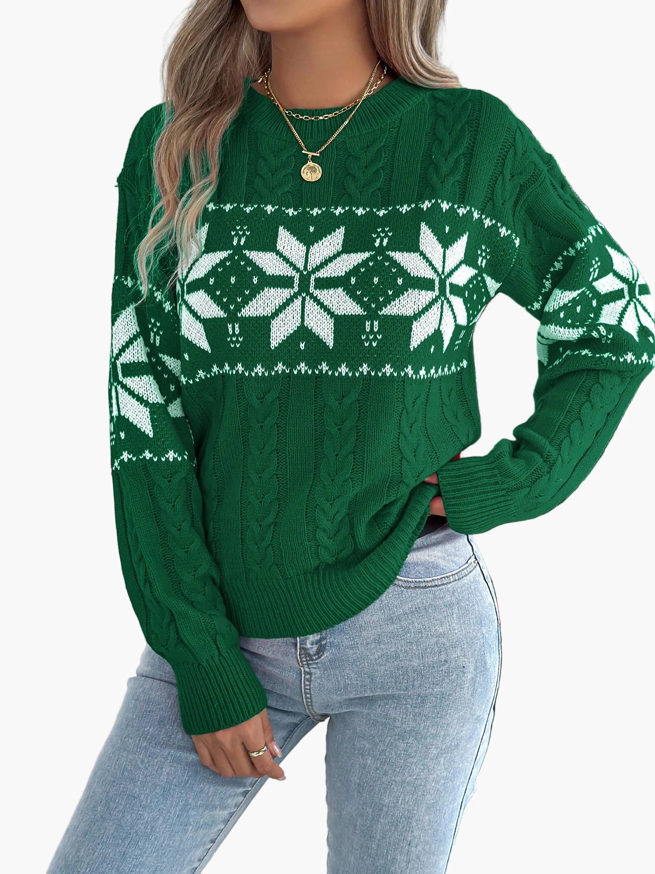 Damen Winter Pullover mit Norwegermuster – Gemütlicher Strickpullover für Weihnachten & Alltag