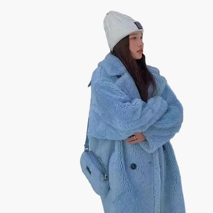 Damen Langer Teddy Mantel – Modischer Oversize Wintermantel für Alltag & Freizeit