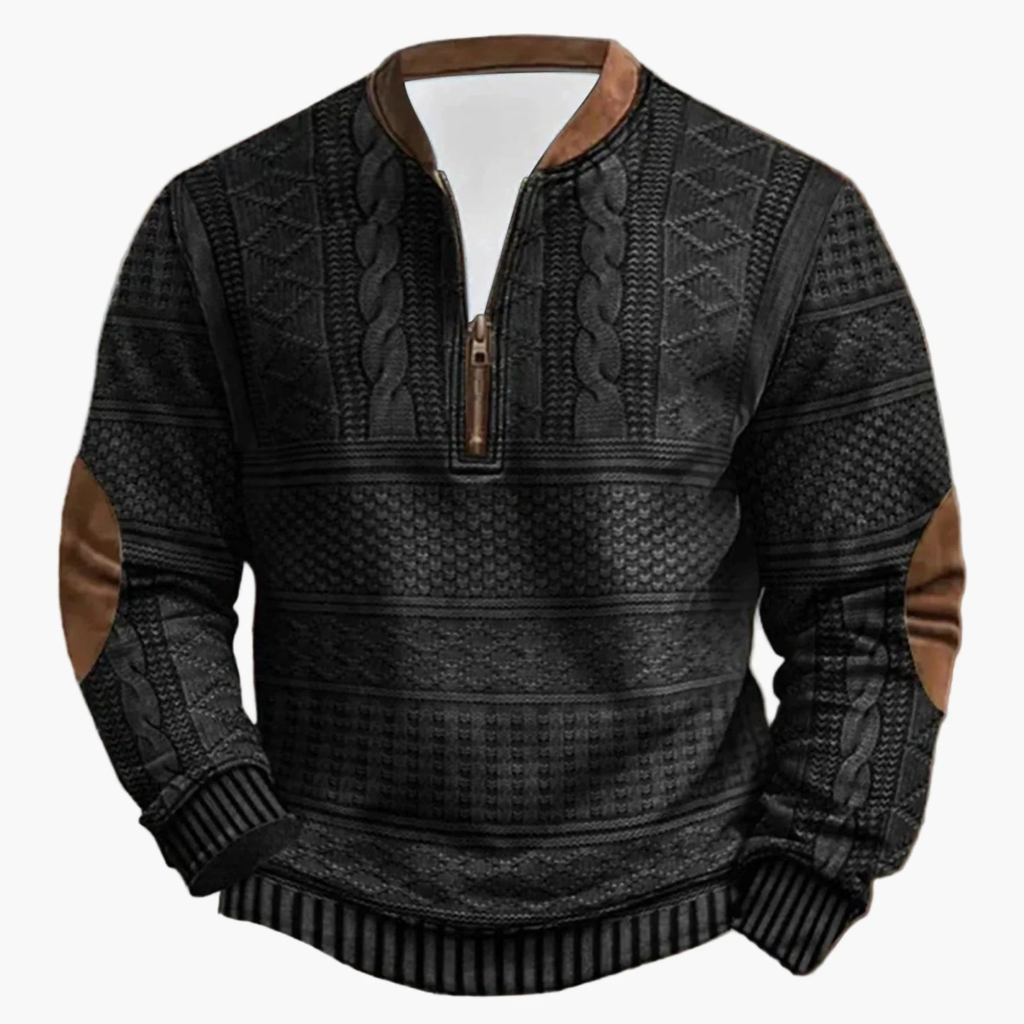 Pull outdoor casual homme avec col montant et zip – Sweat-shirt de loisirs à la mode pour quotidien et loisirs