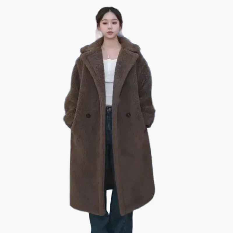 Damen Langer Teddy Mantel – Modischer Oversize Wintermantel für Alltag & Freizeit