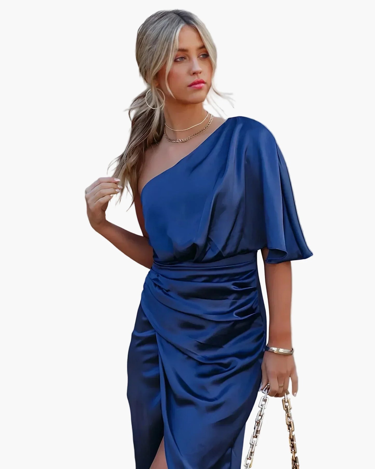 Dam Asymmetrisk midiklänning för eleganta tillfällen och aftonklädsel