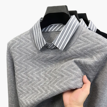 Herren Pullover mit gestreiftem Kragen – Eleganter Business & Casual Look