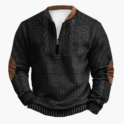 Pull-over homme en maille avec motif torsadé et fermeture éclair quart de zip – Pull décontracté à la mode pour l'automne et l'hiver