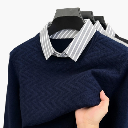 Herren Pullover mit gestreiftem Kragen – Eleganter Business & Casual Look