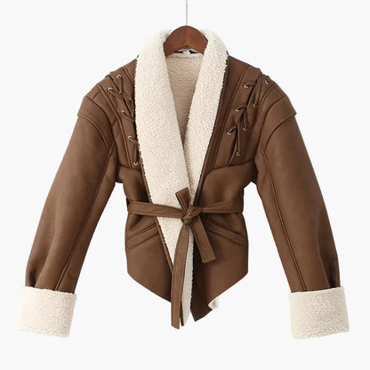 Dam Kort omlottjacka med plyschkrage – Moderiktig outdoorjacka för höst och vinter