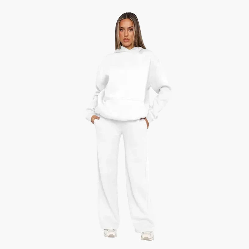 Ensemble survêtement loisirs pour femmes avec hoodie et pantalon large – Style street confortable pour quotidien et loisirs
