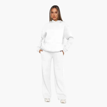 Ensemble survêtement loisirs pour femmes avec hoodie et pantalon large – Style street confortable pour quotidien et loisirs