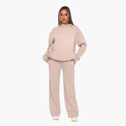 Ensemble survêtement loisirs pour femmes avec hoodie et pantalon large – Style street confortable pour quotidien et loisirs