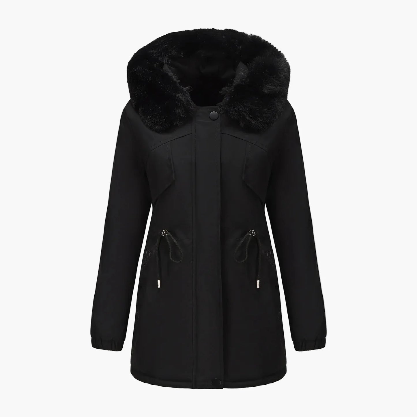Damen Winterparka mit Kapuze und Kunstpelzkragen – Eleganter Mantel für kalte Tage