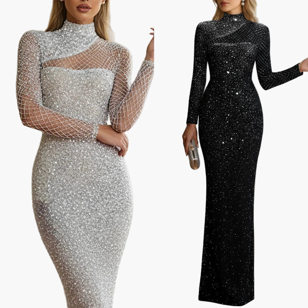 Damkvällsklänning Elegant Glitter Långärmad Bodycon Gala- och partyoutfit