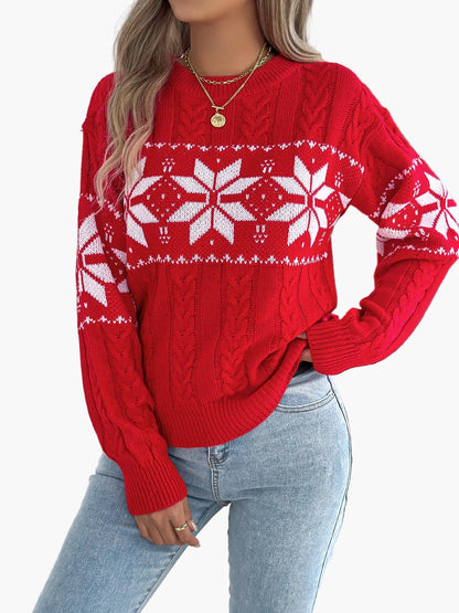 Damen Winter Pullover mit Norwegermuster – Gemütlicher Strickpullover für Weihnachten & Alltag