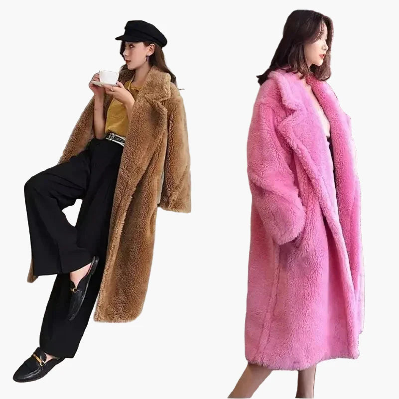 Damen Langer Teddy Mantel – Modischer Oversize Wintermantel für Alltag & Freizeit