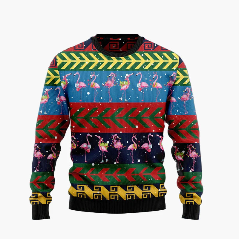 Pull moche de Noël unisexe flamant rose drôle – Parfait pour fêtes de Noël & plaisir d’hiver