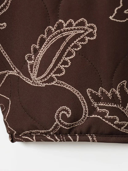 Damernas quiltade jacka med blommönster – Lässig stil för vardag och fritid