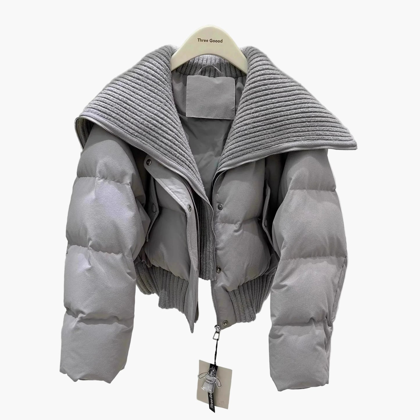 Dames steppjack met extra brede kraag – Modieuze winterjas voor dagelijks gebruik en vrije tijd