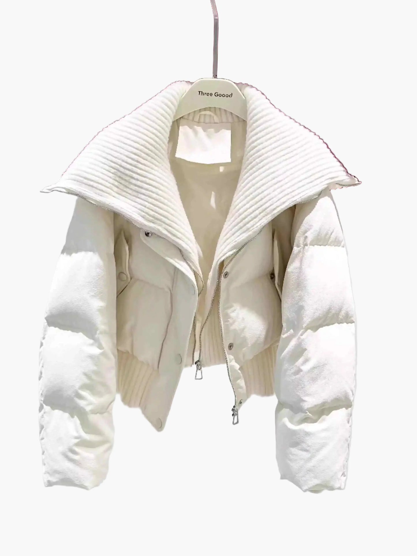 Dames steppjack met extra brede kraag – Modieuze winterjas voor dagelijks gebruik en vrije tijd