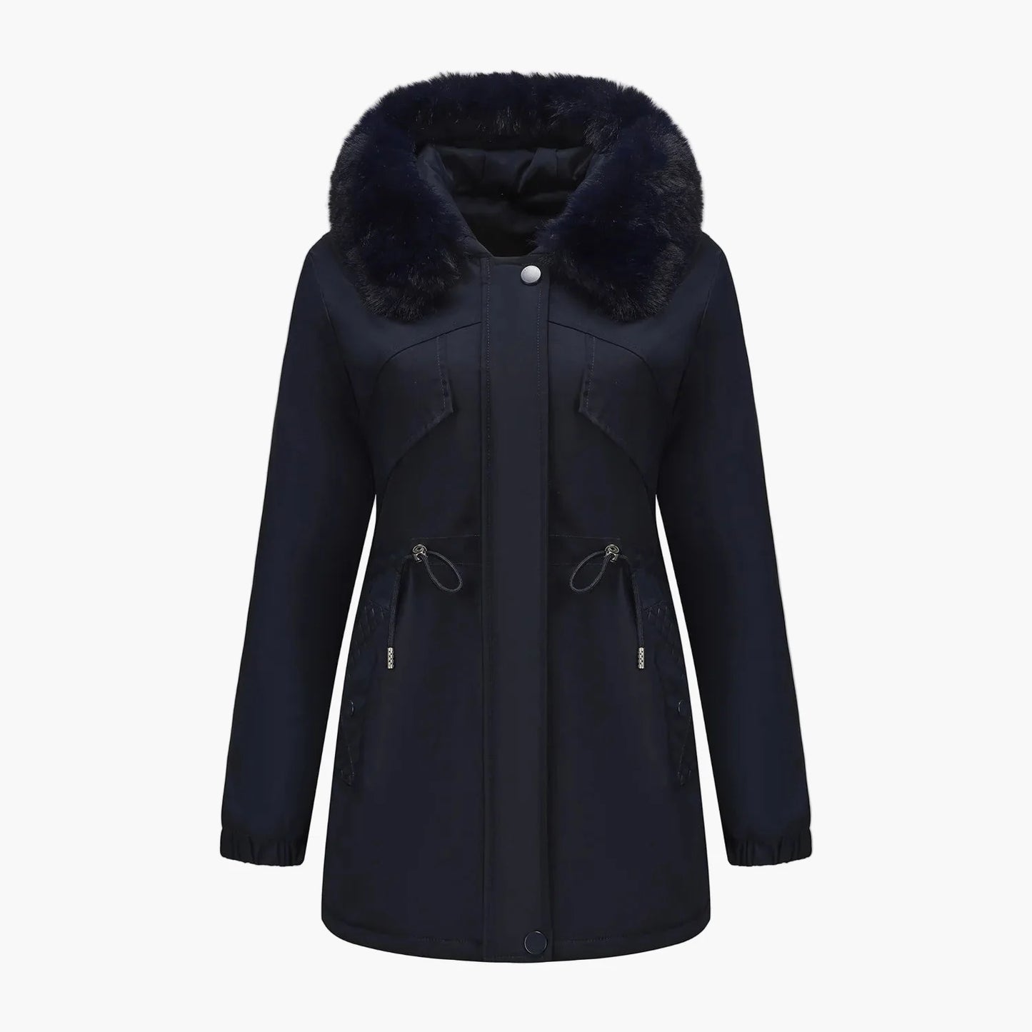 Damen Winterparka mit Kapuze und Kunstpelzkragen – Eleganter Mantel für kalte Tage