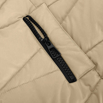 Abrigo de invierno acolchado largo para mujer – Chaqueta con capucha cortavientos con cremallera, a la moda y elegante