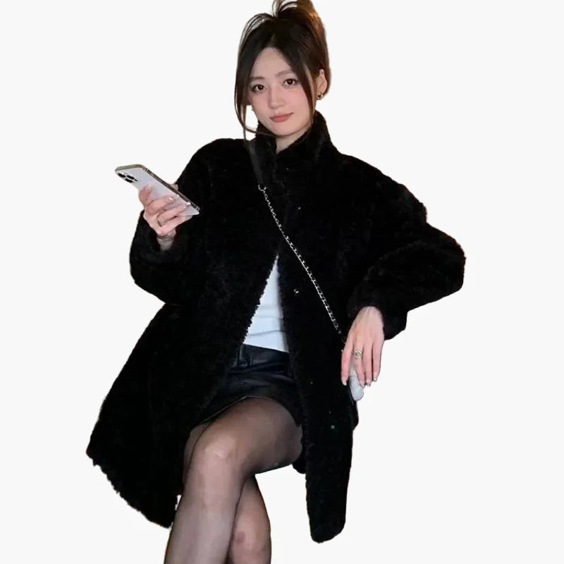 Giacca invernale oversize in teddy da donna – Calda e alla moda