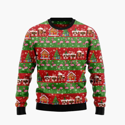 Pull moche de Noël unisexe flamant rose drôle – Parfait pour fêtes de Noël & plaisir d’hiver