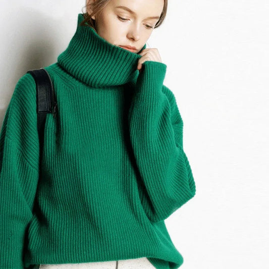 Damen Rollkragenpullover Oversized Stil für Freizeit und Büro