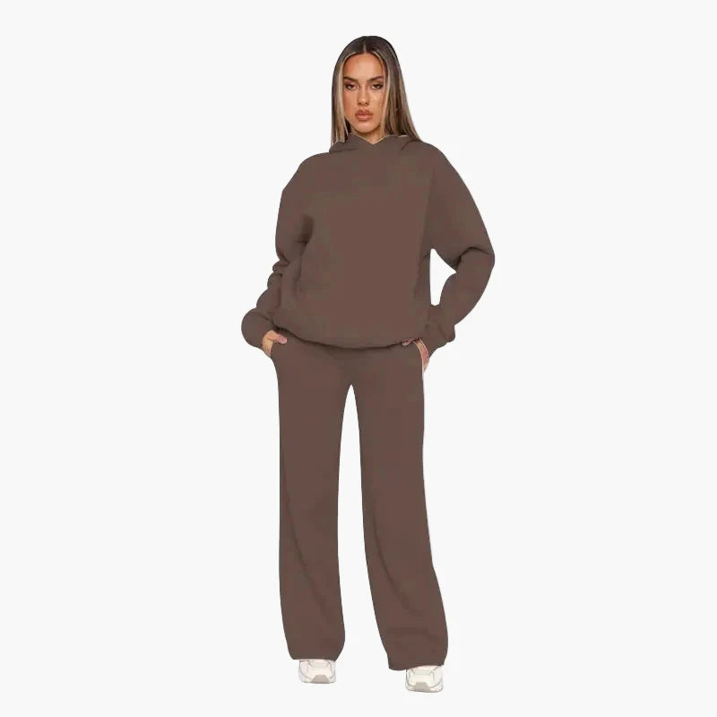 Ensemble survêtement loisirs pour femmes avec hoodie et pantalon large – Style street confortable pour quotidien et loisirs