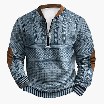 Pull-over homme en maille avec motif torsadé et fermeture éclair quart de zip – Pull décontracté à la mode pour l'automne et l'hiver