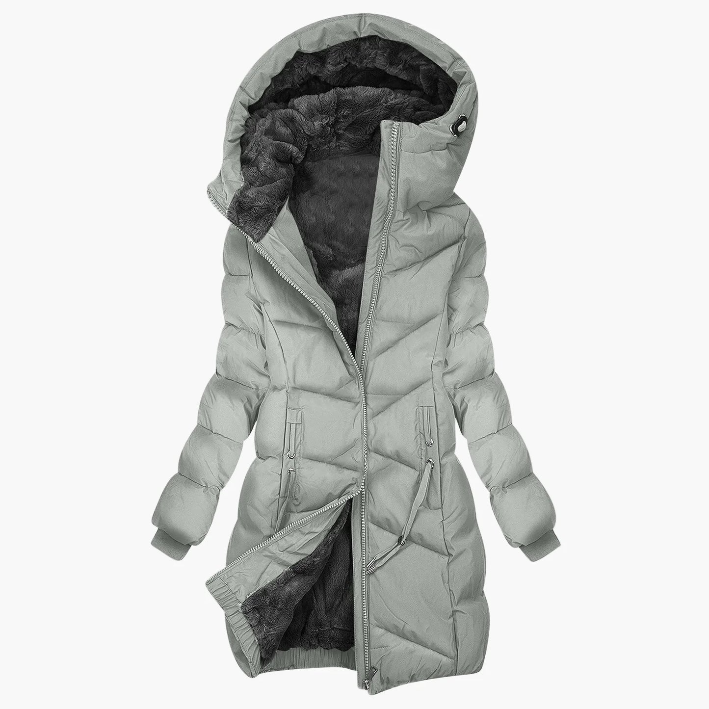 Abrigo de invierno largo acolchado para mujer con capucha – Parka outdoor cortavientos y cálido