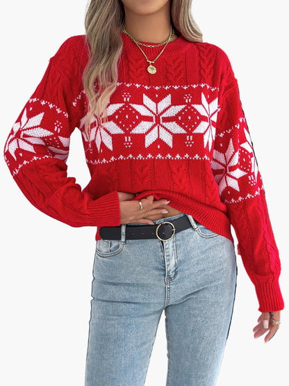Damen Winter Pullover mit Norwegermuster – Gemütlicher Strickpullover für Weihnachten & Alltag