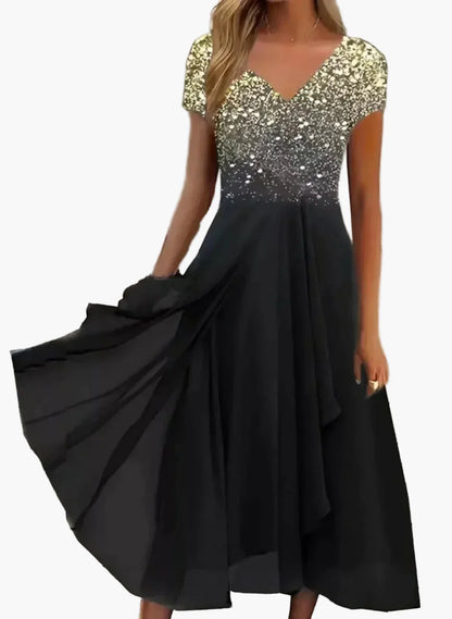 Robe de soirée élégante femme à motif floral, robe de fête moderne pour occasions spéciales