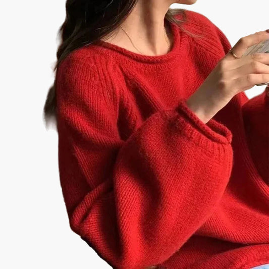 Damen Pullover im französischen Stil – Lockerer Strickpullover für Alltag & Freizeit