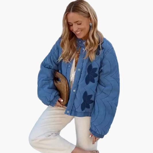 Giacca da mezza stagione da donna con motivo floreale e taglio ampio – Giacca casual alla moda per primavera e autunno