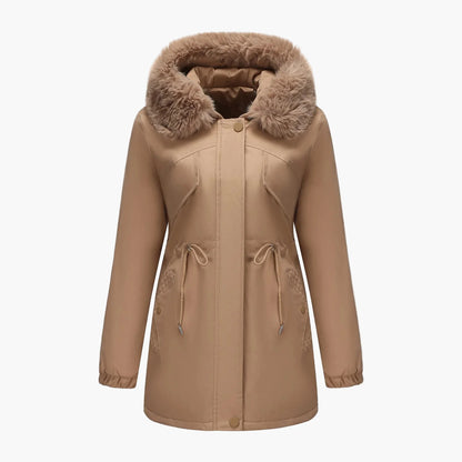 Damen Winterparka mit Kapuze und Kunstpelzkragen – Eleganter Mantel für kalte Tage