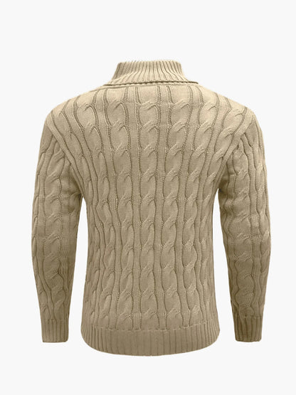 Herren Strickpullover mit Schalkragen und Zopfmuster – Stilvoller Freizeitpullover für den Alltag