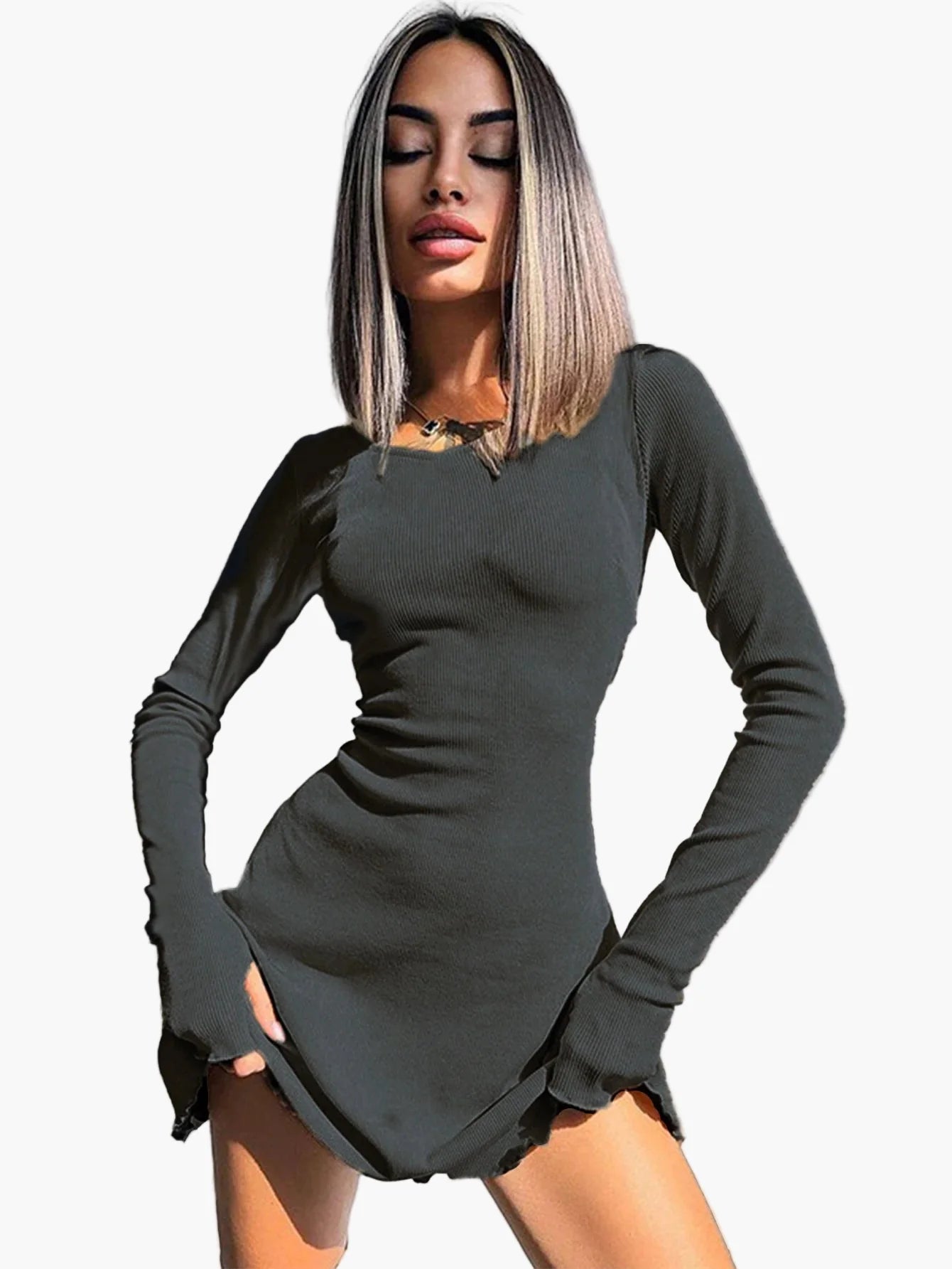 Miniabito bodycon a manica lunga da donna – Look elegante casual e da festa