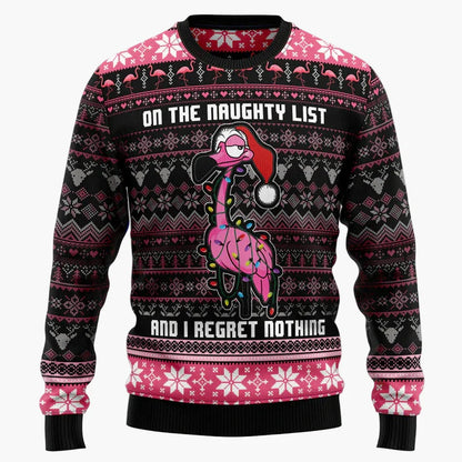 Pull moche de Noël unisexe flamant rose drôle – Parfait pour fêtes de Noël & plaisir d’hiver