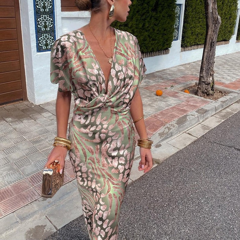 Rida - Abito lungo incrociato con scollo a V