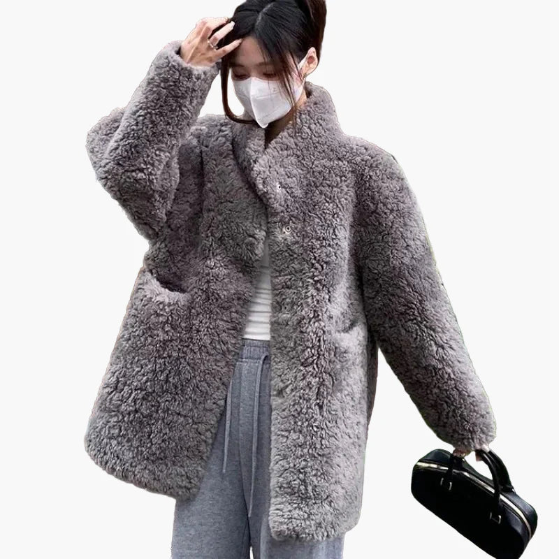 Giacca invernale oversize in teddy da donna – Calda e alla moda