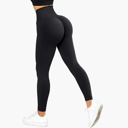 Damskie bezszwowe legginsy sportowe z wysokim stanem i efektem push-up – modelujące sylwetkę rajstopy fitness na trening, jogę i co dzień