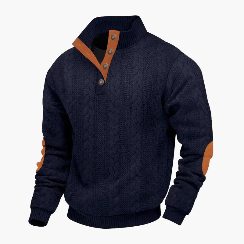 Herren Strickpullover mit Stehkragen und Knopfleiste – Modischer Freizeitpullover für Herbst und Winter