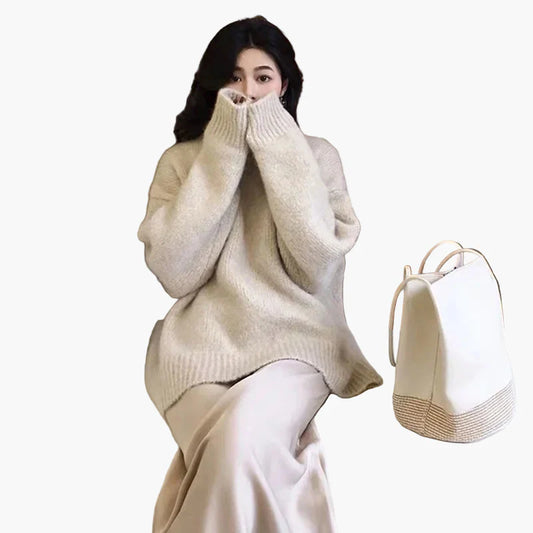 Damen Oversize Pullover im Retro-Stil für Herbst und Winter – Modischer, weiter Schnitt, perfekt für den Alltag