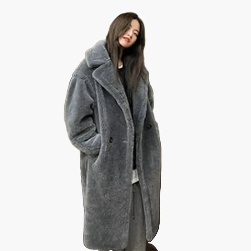 Damen Langer Teddy Mantel – Modischer Oversize Wintermantel für Alltag & Freizeit